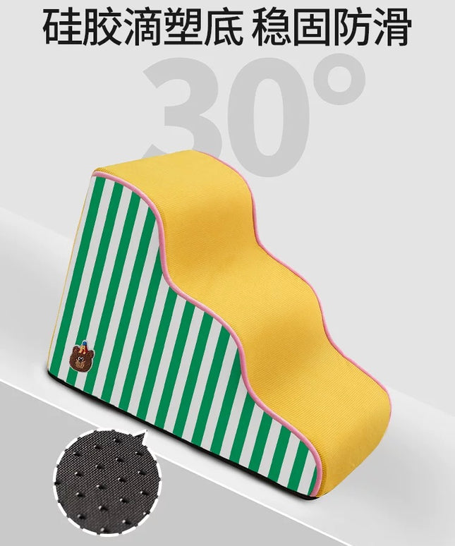 ZeZe™ SoftStep Wave Pet Ramp – Non-Slip, Shock-Absorbing Dog Stairs for Small & Senior Pets - Green