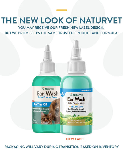 NaturVet Ear Wash Baby Powder Scent - 2 Sizes