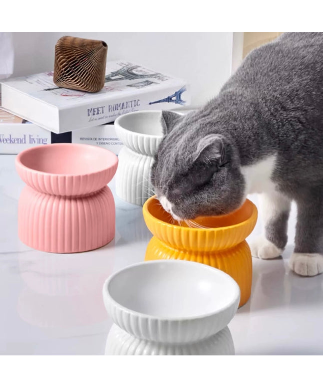 High Circular  Stripe Cat Bowl