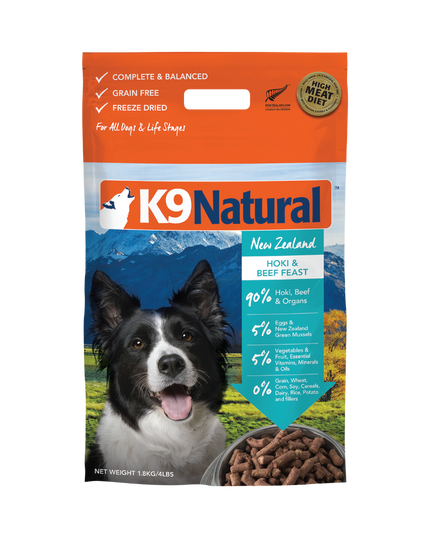 K9 Natural Hoki & Beef Feast Freeze-Dried Dog Food - 4 Sizes