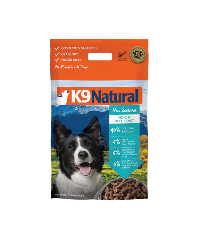 K9 Natural Hoki & Beef Feast Freeze-Dried Dog Food - 4 Sizes