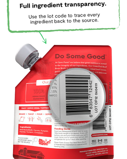 Open Farm Grass-Fed Beef Bone Broth Meal Topper - 2 Sizes