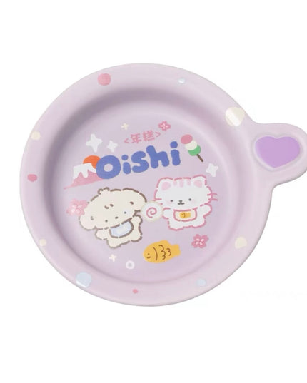 NIAN’GAO Sweet Baby Flat Pet Bowl with Single Handle