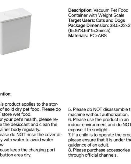 Pidan Vacuum Pet Food Container with Weight Scale