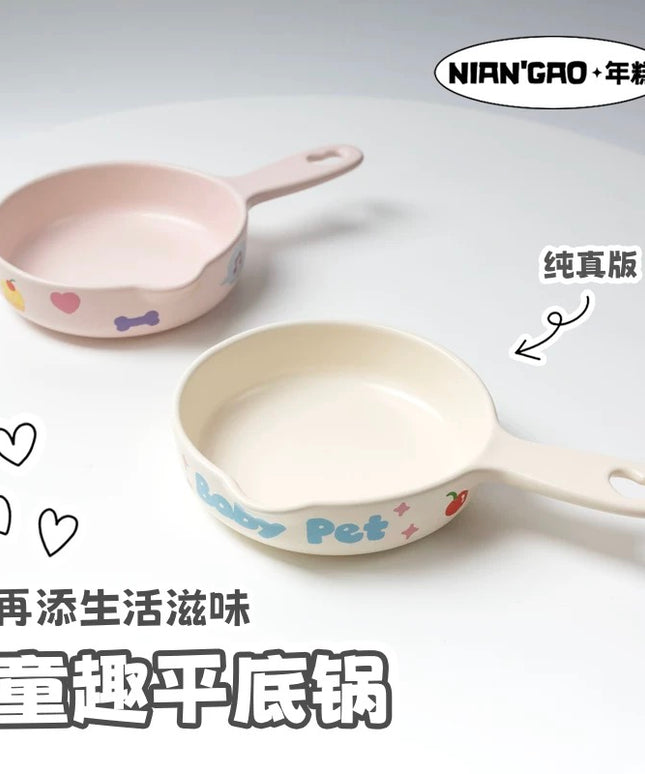 NIAN’GAO Sweet Pet Pan Style Pet Bowl