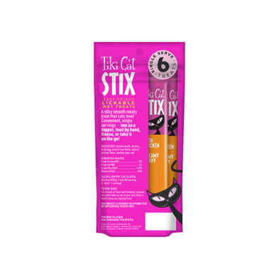 Tiki Cat® STIX™ with Chicken in Creamy Gravy Wet Cat Treat (6 per pouch)