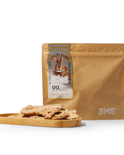 3M5PET Freeze-Dried Yogurt Coated Rabbit Ribs for Pets - 2 Sizes