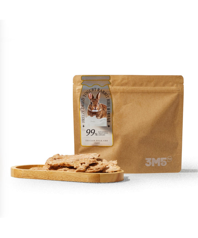 3M5PET Freeze-Dried Yogurt Coated Rabbit Ribs for Pets - 2 Sizes