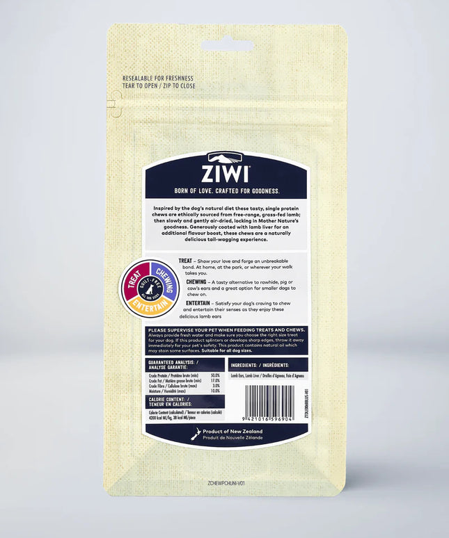 ZIWI® Peak Lamb Ears - Liver Coated Dog Chews - 60g/2.1oz