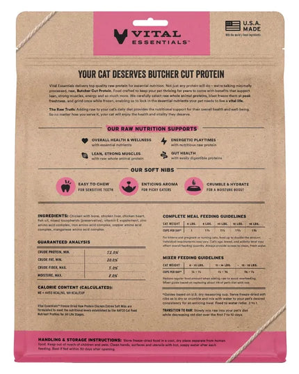 Vital Essentials Freeze-Dried Raw Chicken Entrée for Cats - Soft Nibs - 12oz