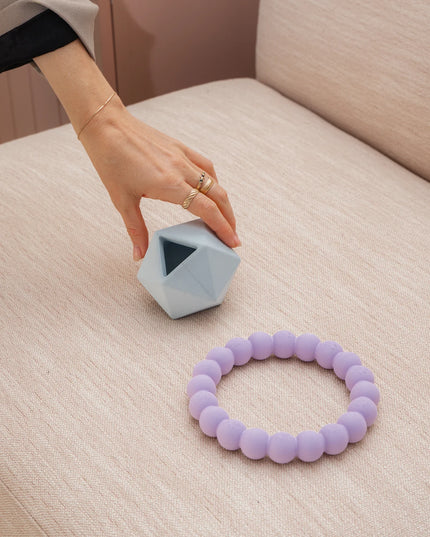 Dexypaws 2 Piece Geometric & Ring Aggressive Chew Toy Set - Lilac Purple & Sky Blue