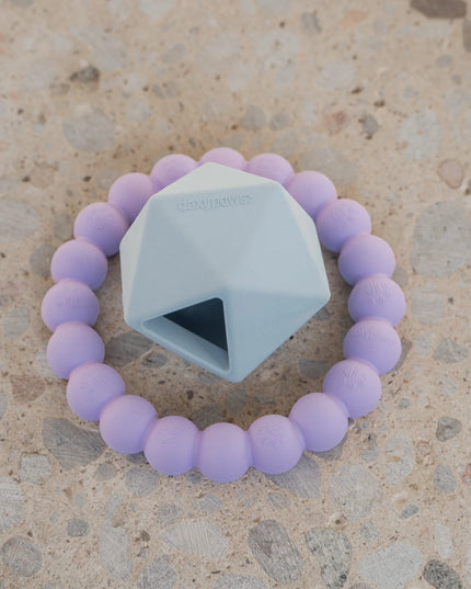 Dexypaws 2 Piece Geometric & Ring Aggressive Chew Toy Set - Lilac Purple & Sky Blue