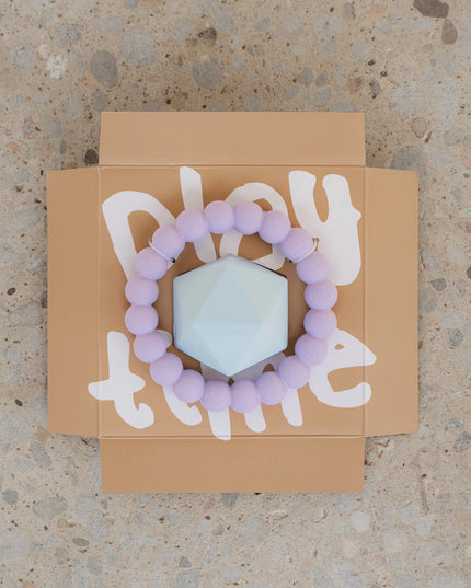 Dexypaws 2 Piece Geometric & Ring Aggressive Chew Toy Set - Lilac Purple & Sky Blue