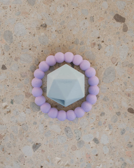 Dexypaws 2 Piece Geometric & Ring Aggressive Chew Toy Set - Lilac Purple & Sky Blue