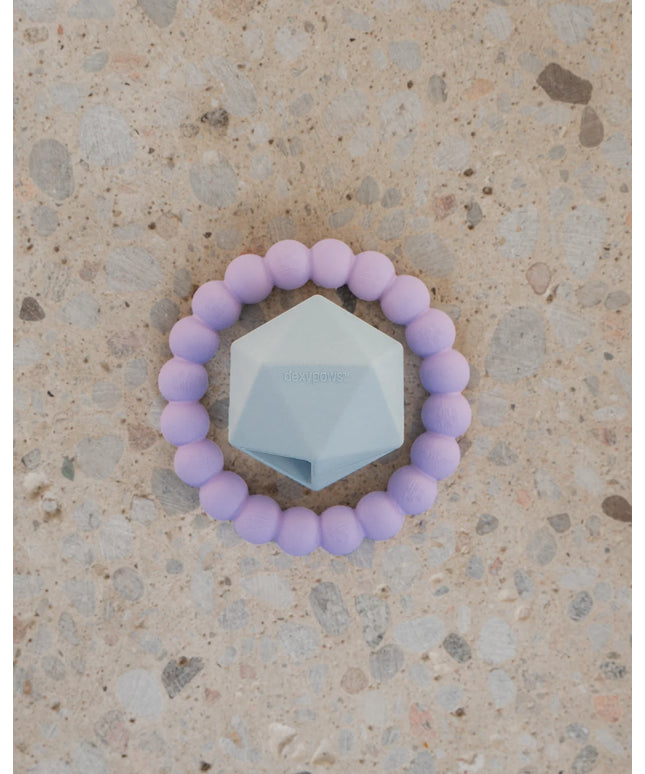 Dexypaws 2 Piece Geometric & Ring Aggressive Chew Toy Set - Lilac Purple & Sky Blue