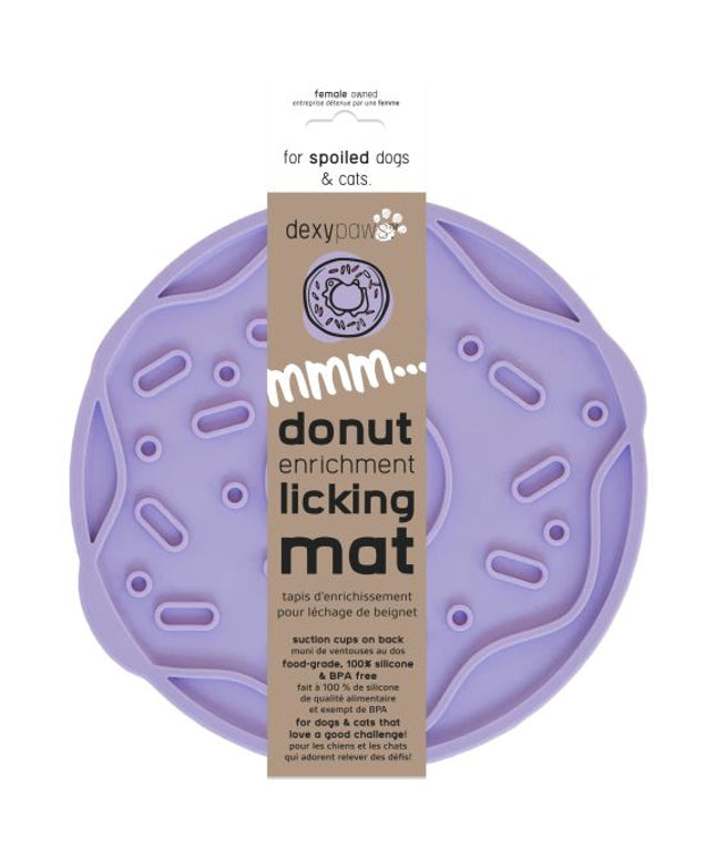 Dexypaws Mmm Donut Enrichment Licking Mat, Mauve Purple - Cat Dog