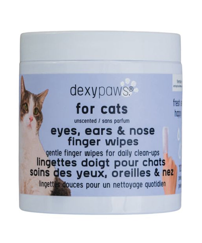 Dexypaws Finger Wipes For Cats, Unscented & Gentle For Eyes, Ears & Nose - 100 Count