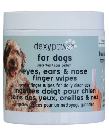 Dexypaws Finger Wipes For Dogs, Unscented & Gentle For Eyes, Ears & Nose - 100 Count