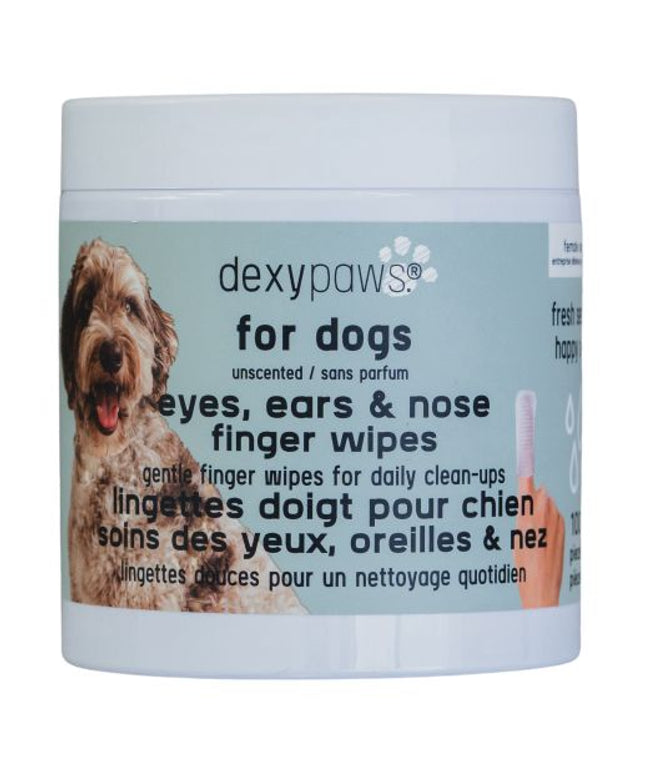 Dexypaws Finger Wipes For Dogs, Unscented & Gentle For Eyes, Ears & Nose - 100 Count
