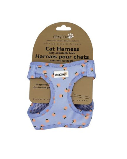 Dexypaws Neoprene Harness For Cat, Sky Blue With Tangerine Print, Medium