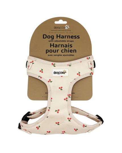 Dexypaws Neoprene Harness For Dog, Nude With Cherry Print- Small