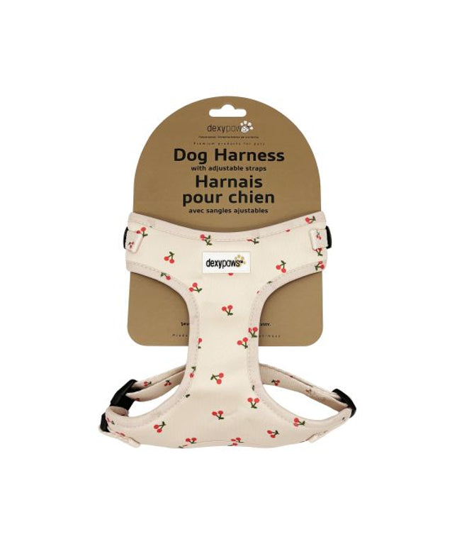 Dexypaws Neoprene Harness For Dog, Nude With Cherry Print- Small