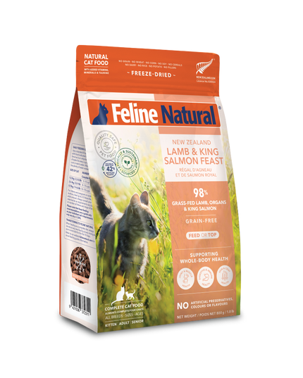 Feline Natural Lamb & King Salmon Feast Freeze-Dried Cat Food - 3 Sizes