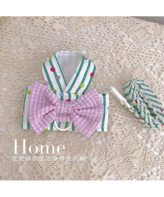 Colorful Harness with Bow （Leash Include）
