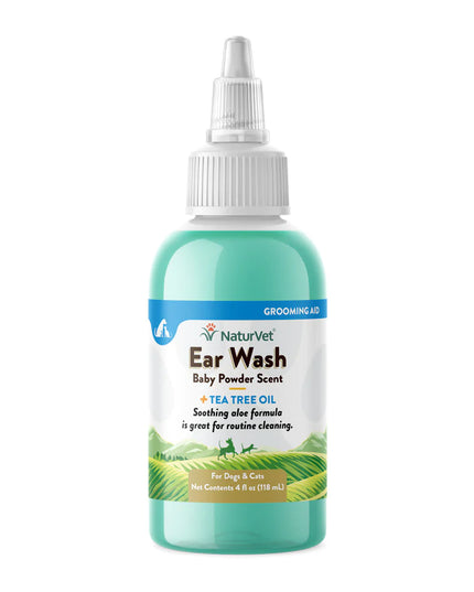 NaturVet Ear Wash Baby Powder Scent - 2 Sizes