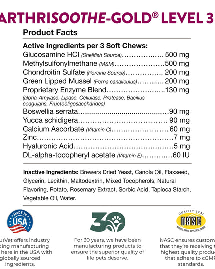 NaturVet ArthriSoothe-GOLD® Advanced Care Soft Chews - 2 Size