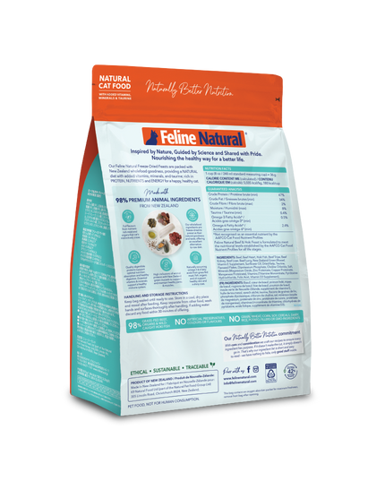 Feline Natural Beef & Hoki Salmon Feast Freeze-Dried Cat Food - 3 Sizes