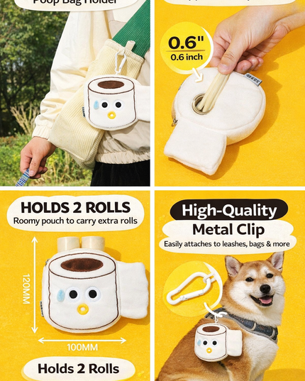 PurLab Roll Paper Cute Poop Bag Dispenser