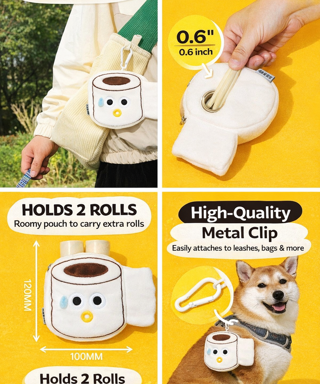 PurLab Roll Paper Cute Poop Bag Dispenser