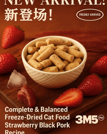 3M5PET Complete Freeze-Dried Cat Food – Strawberry Iberica Pork Recipe - 2 Sizes