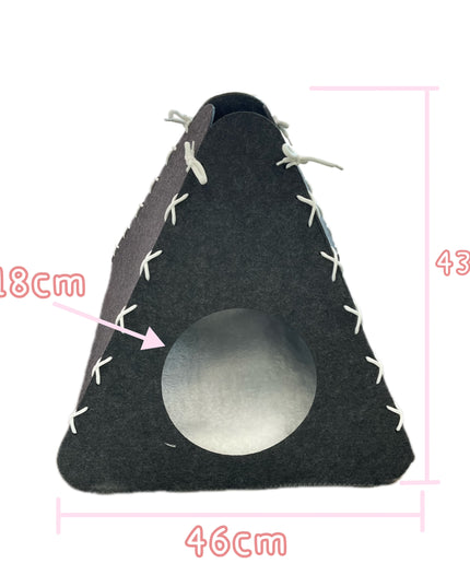 Dark Gray Cozy Felt Pyramid Shaped Pet Bed