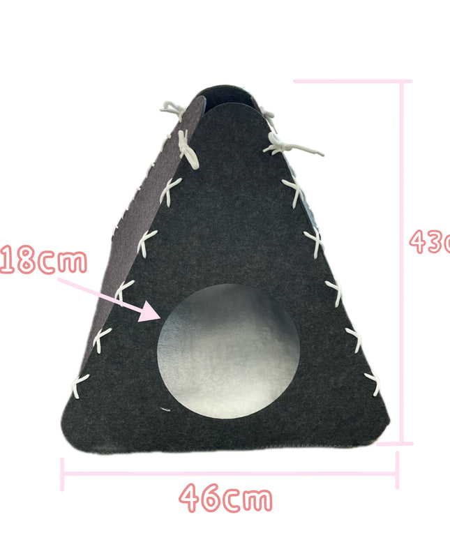 Dark Gray Cozy Felt Pyramid Shaped Pet Bed