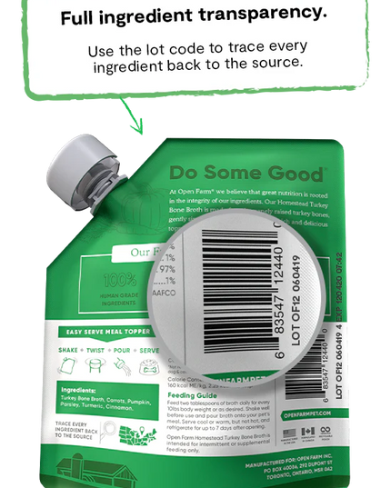 Open Farm Homestead Turkey Bone Broth Meal Topper - 2 Sizes