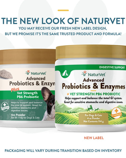 NaturVet Advanced Probiotics & Enzymes Powder - 3 Sizes