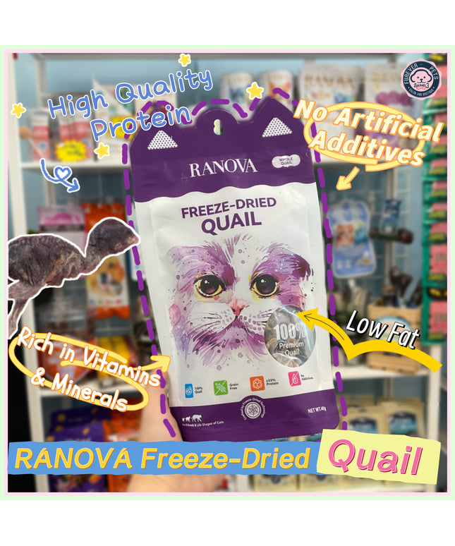 RANOVA Freeze Dried Whole Quail Cat Treats - 40g