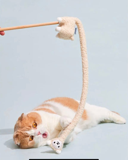 PurLab Fantastic Beast Lama Cat Wand with Bell and Catnip