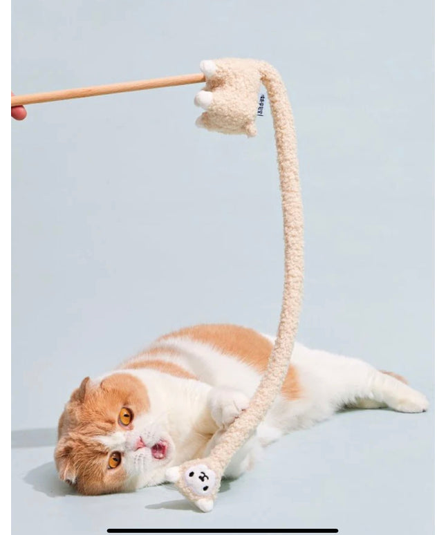 PurLab Fantastic Beast Lama Cat Wand with Bell and Catnip