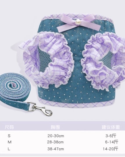 Purple Denim Harness & Leash