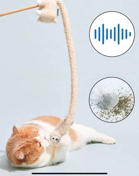Purlab fantastic beast llama cat wand with bell and catnip