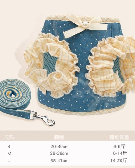 Yellow Denim Harness & Leash
