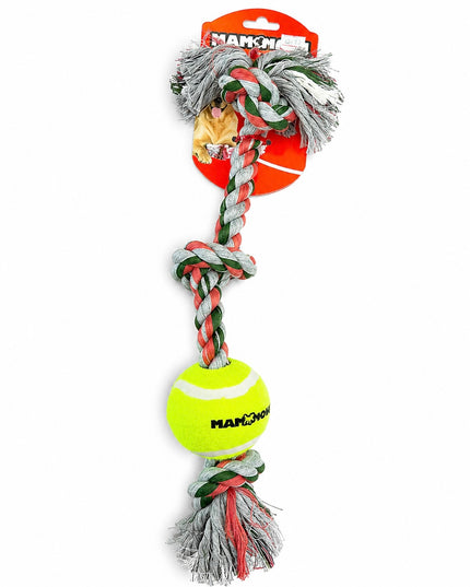 Mammoth Flossy Chews 3 Knot Tug w/ 3" Tennis Ball Medium 20"