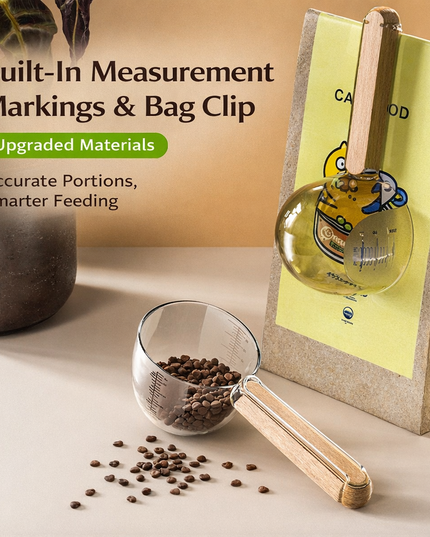 Pet Food Measuring Scoop with Bag Clip - Transparent