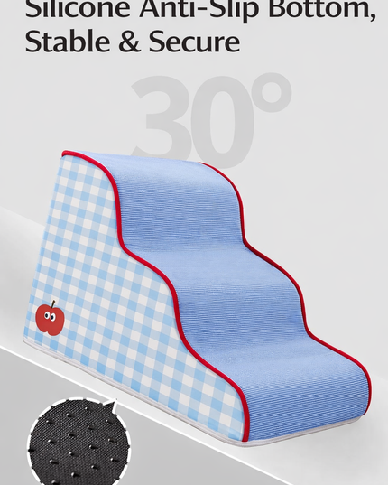 ZeZe™ SoftStep Wave Pet Ramp – Non-Slip, Shock-Absorbing Dog Stairs for Small & Senior Pets - Blue