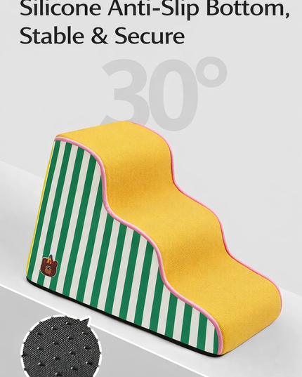 ZeZe™ SoftStep Wave Pet Ramp – Non-Slip, Shock-Absorbing Dog Stairs for Small & Senior Pets - Green
