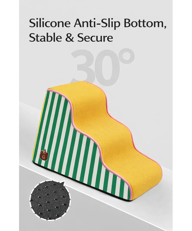 ZeZe™ SoftStep Wave Pet Ramp – Non-Slip, Shock-Absorbing Dog Stairs for Small & Senior Pets - Green