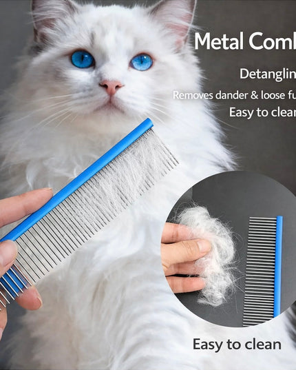 Pet Grooming Steel Comb - Blue